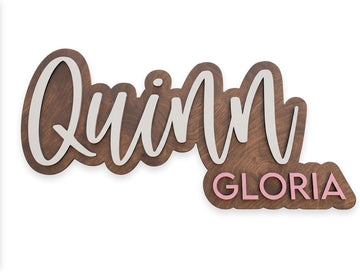 Wooden Name Signs, Baby Name Sign, Name Signs for Kids Room, Custom Plaque, Nursery Wall Art, (Quinn Gloria)