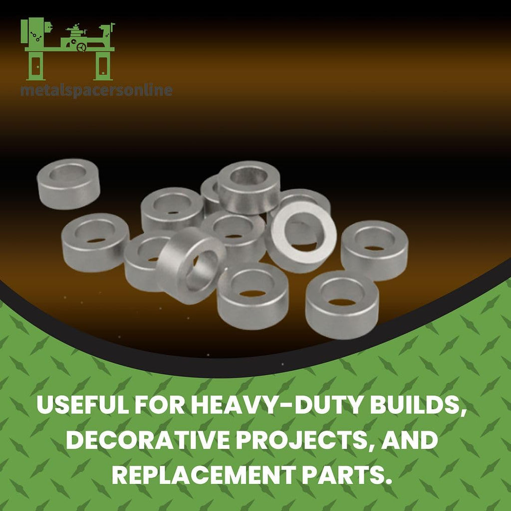 Aluminum Spacer 1/2" OD x 1/4" ID x 7/8" Long-Round Spacer Unthreaded Standoff Bushing Plain Finish, Fits Screws