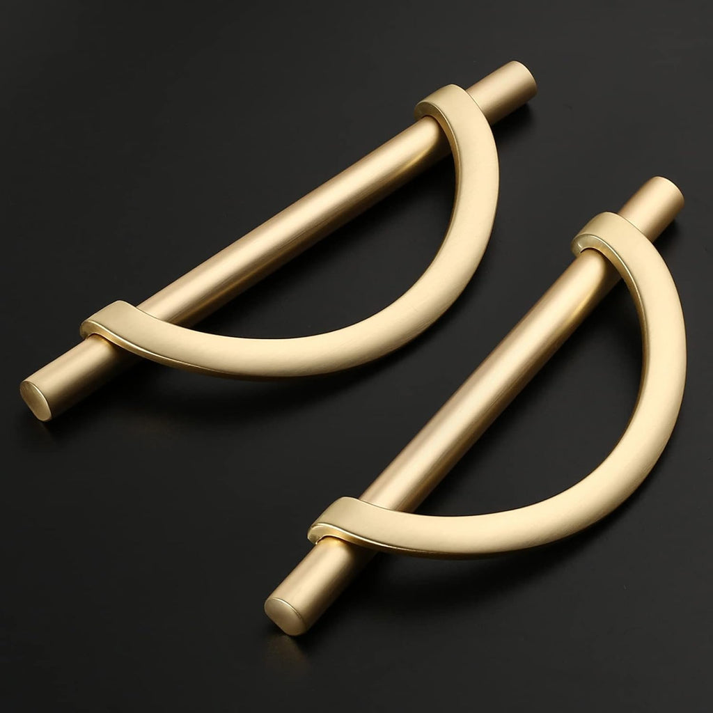 10 Pack Brushed Gold Cabinet Pulls 5 Inch(128MM) Hole Centers Kitchen Cabinet Handles Hardware Kitchen Handles for