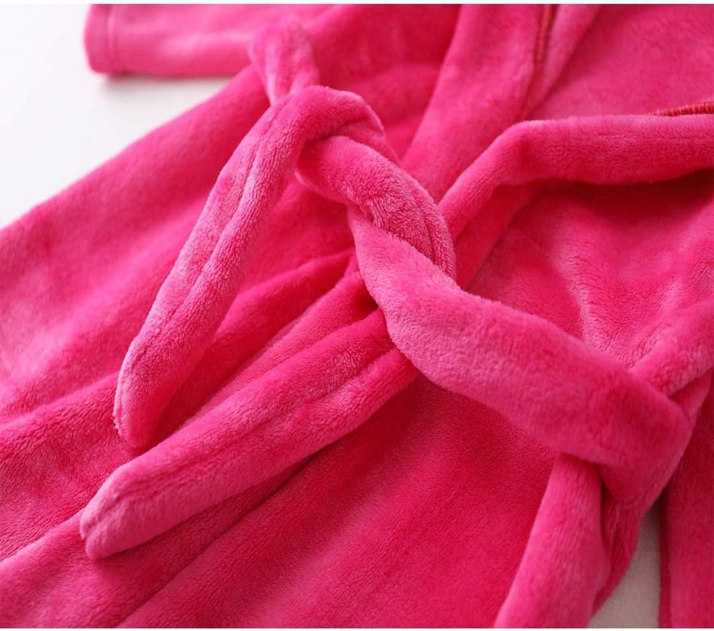 Girls Fleece Hooded Robes, Warm Printed Bath Robe for Kids Soft Fuzzy Bathrobe for Gifts