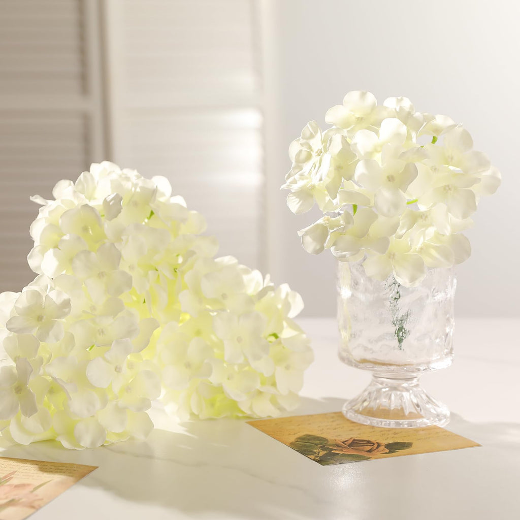 24 Pcs White Artificial Bulk, Faux Full Heads with Stems, Fake Silk for Wedding, Garden, Home, Party Decoration