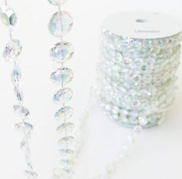 Faux Crystal Beaded Garland roll- 99 ft Long (2)