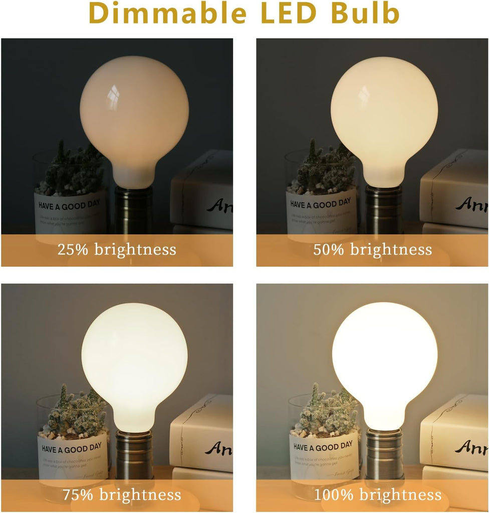 G30 LED Globe Light Bulbs, E26 Base, Neutral White 4000K, 2 Pack