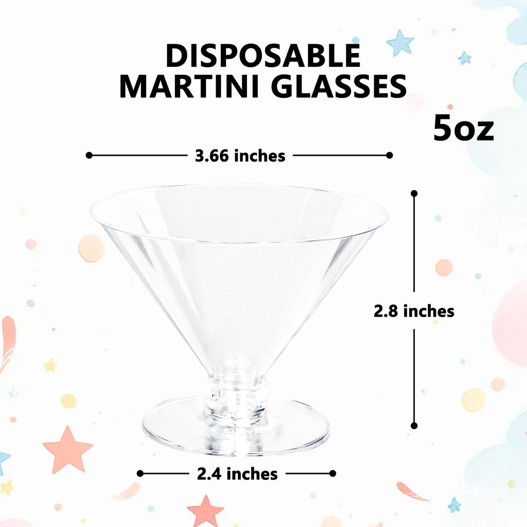 Clear Plastic Martini Glasses for Parties Weddings Bars