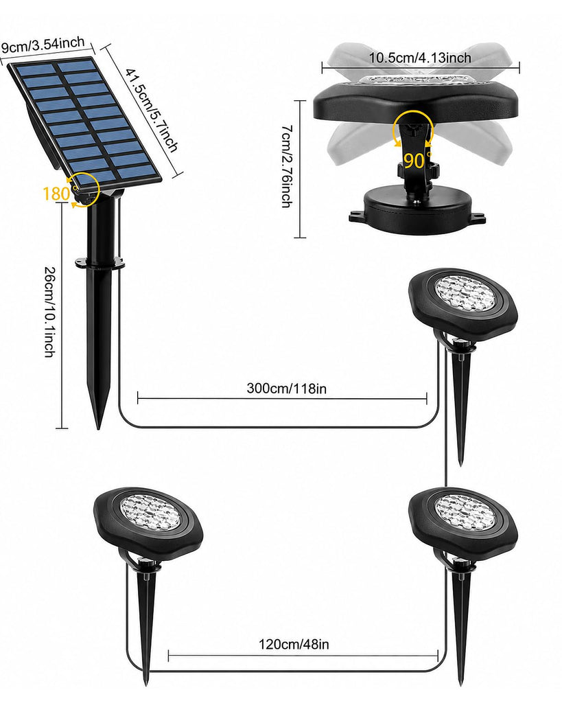Pond Lights Waterproof IP68 Landscape Spot Lights, Warm White, 3-in-1