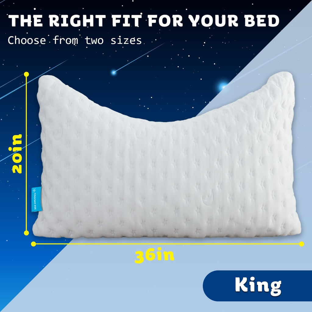 Cooling Side Sleeper Pillow for Neck and Shoulder Pain, Luxury Shredded Memory Foam Curved Bed Pillows for Sleeping