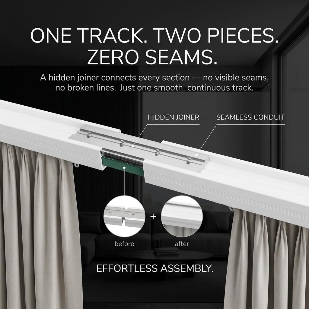 Smart Electric Curtain Track AT5810【Up to 5m (196in) - Motorised and Adjustable 】, with Automated Rail Motor with App