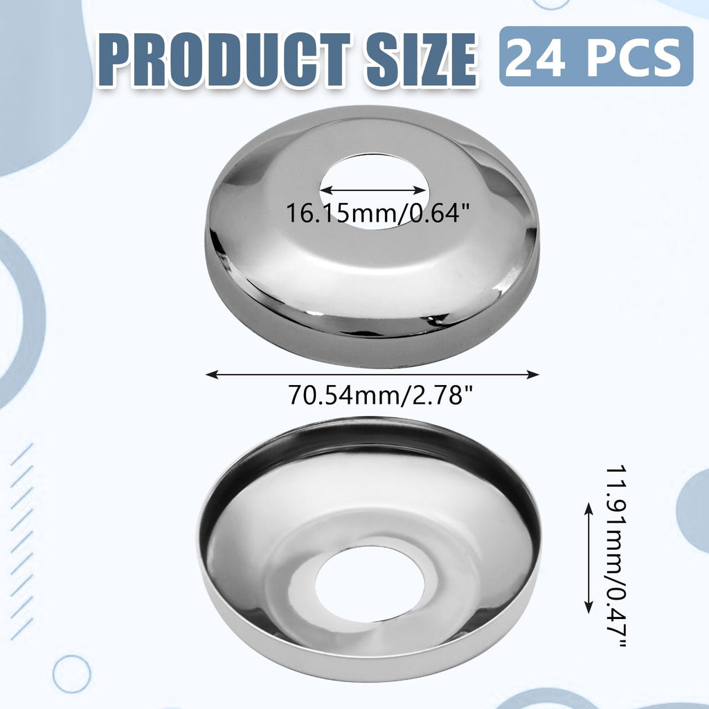 24 Pack 1/2" Chrome Escutcheon Plate