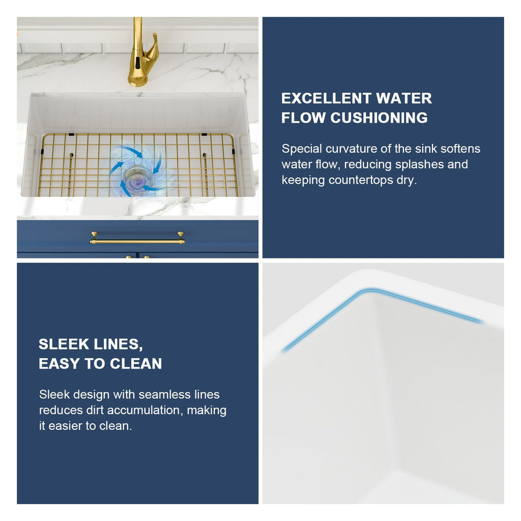 32" White Undermount or Drop Sink Fireclay