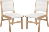 Modern PU Leather Dining Chairs Set of 2, Upholstered Kitchen Chairs with Solid Wood Legs and Comfortable Seat for Dining Room or Bedroom, White