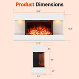18-Inch Wall Mount Electric Fireplace with 32-Inch Floating Mantel, Remote, 3 Sided Electric Fireplace