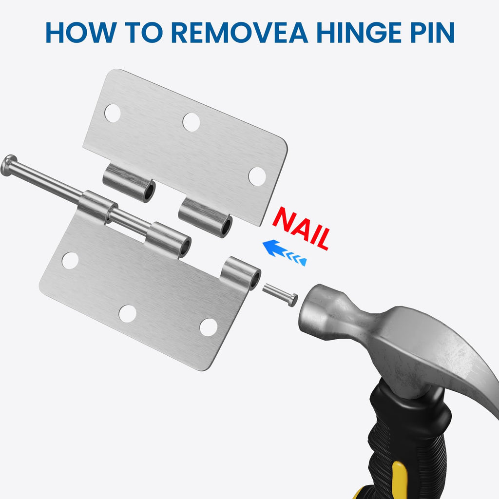 30 Pack Brushed Nickel Door Hinges 3.5 x 3.5 inch Interior Door Hinge with 1/4" Radius 3-1/2 Satin Nickel Door Hinges