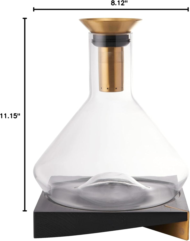 Premium Wine Decanter with Sediment Strainer and Integrated Aerator | Crystal Glass Carafe to Enhance Flavor
