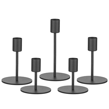 Black Candlestick Holders for Taper Candles Set of 5