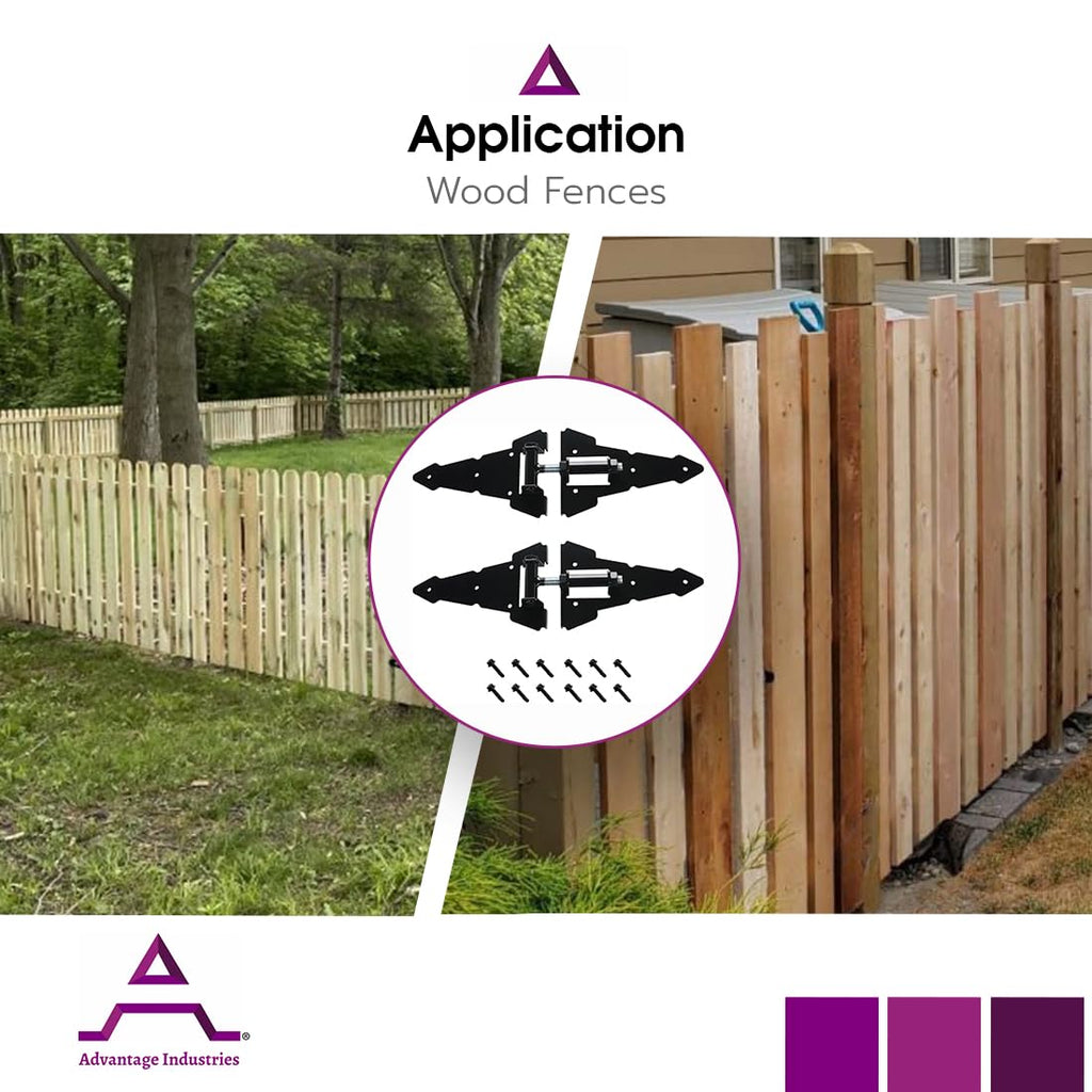 Heavy Duty 8" Horizontal Self Closing Contemporary Steel Strap Hinge | Adjustable Hinges for Wooden Fences