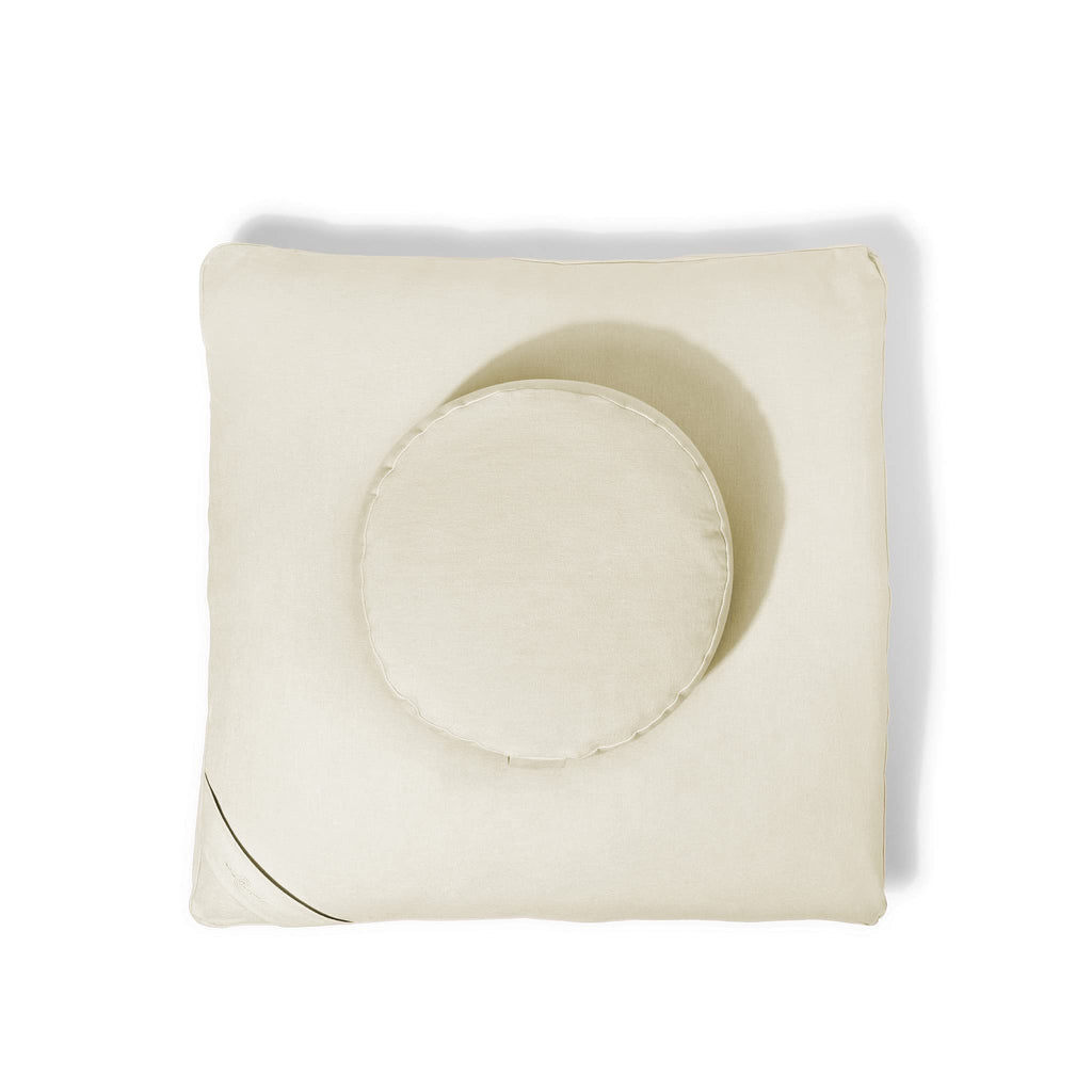 Meditation Cushion Set - Zafu Meditation Pillow and Zabuton Floor Cushion - Adjustable Organic Buckwheat and Cotton