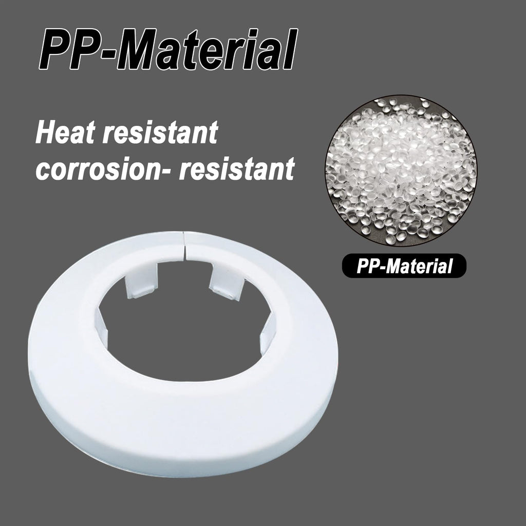 32mm Pipe Cover Decoration; Fit 1.26" Outer Diameter Pipe/Hole; White PP Plastic Escutcheon Collar; Snap-on Water