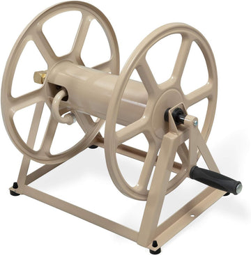 Garden 709 Steel Wall/Floor Mounted Hose Reel, Holds 200-Feet of 5/8-Inch Hose - Tan, 17.6 x 22 x 15