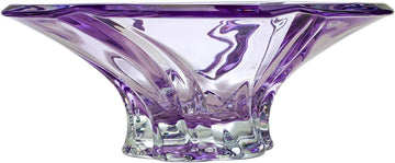 Bohemian Crystal AU51938, 12'' Dia Sprayed Fruit Bowl Oklahoma, Novelty Designed Candy/Snacks Plate Amethyst