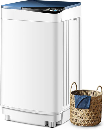 Portable Washing Machine, 7.7lbs Capacity Compact Laundry Washer and Spin Combo with 6 Programs, Built-in Barrel Light
