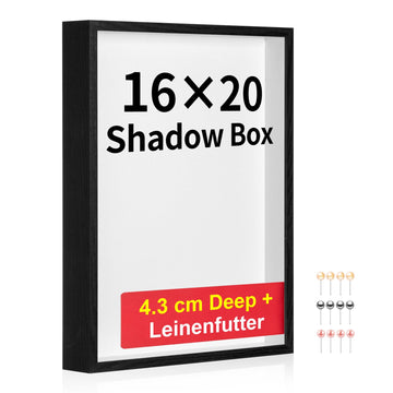 16x20 Large Shadow Box Frame with Thickened Acrylic Panel & Pins