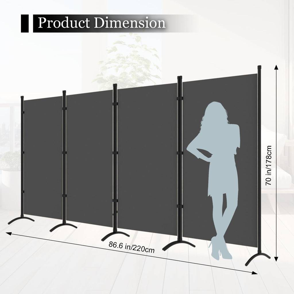 Room Divider, 6FT Tall Folding Partition Room Dividers 4 Panel, Portable and Freestanding Room Divider Screen Wall