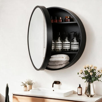 20 Inch Round Medicine Cabinet with Mirror -Wall Mounted