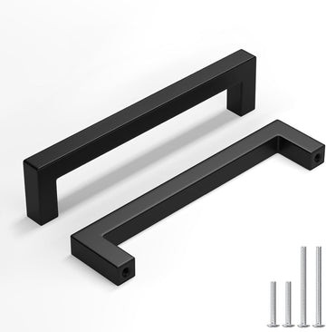 30 Pack Black Cabinet Handles 5-1/16 Inch(128 mm) Hole Centers Matte Black Cabinet Pulls Stainless Steel Drawer Dresser