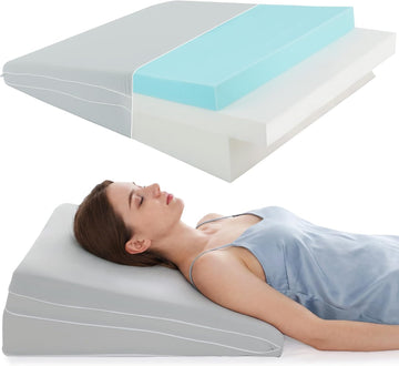 Adjustable Wedge Pillow, Q-max 0.35 Cooling Cover, 4 Heights Incline Pillow | 4 Adjustable Heights (2,4,6,8in)