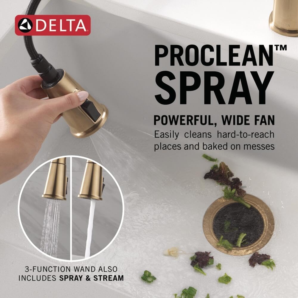 Finnridge Brushed Gold Kitchen Faucet with Pull Down Sprayer, High Pressure ProClean Spray Modern Single Hole Kitchen