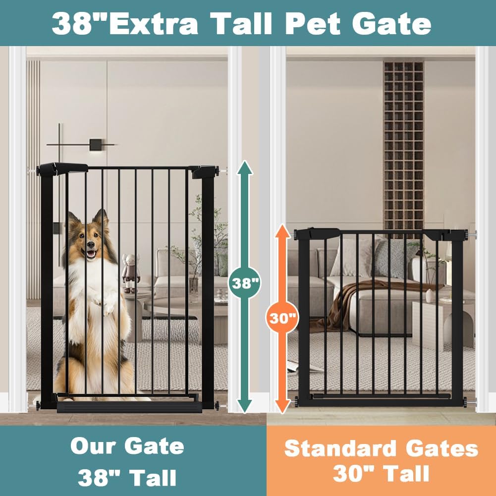 38" Extra Tall Pet Cat Gate, 54.4"-59.8" Extra Wide Long Dog Pet Gate Indoor, Safety Child Toddler Gate for Kids