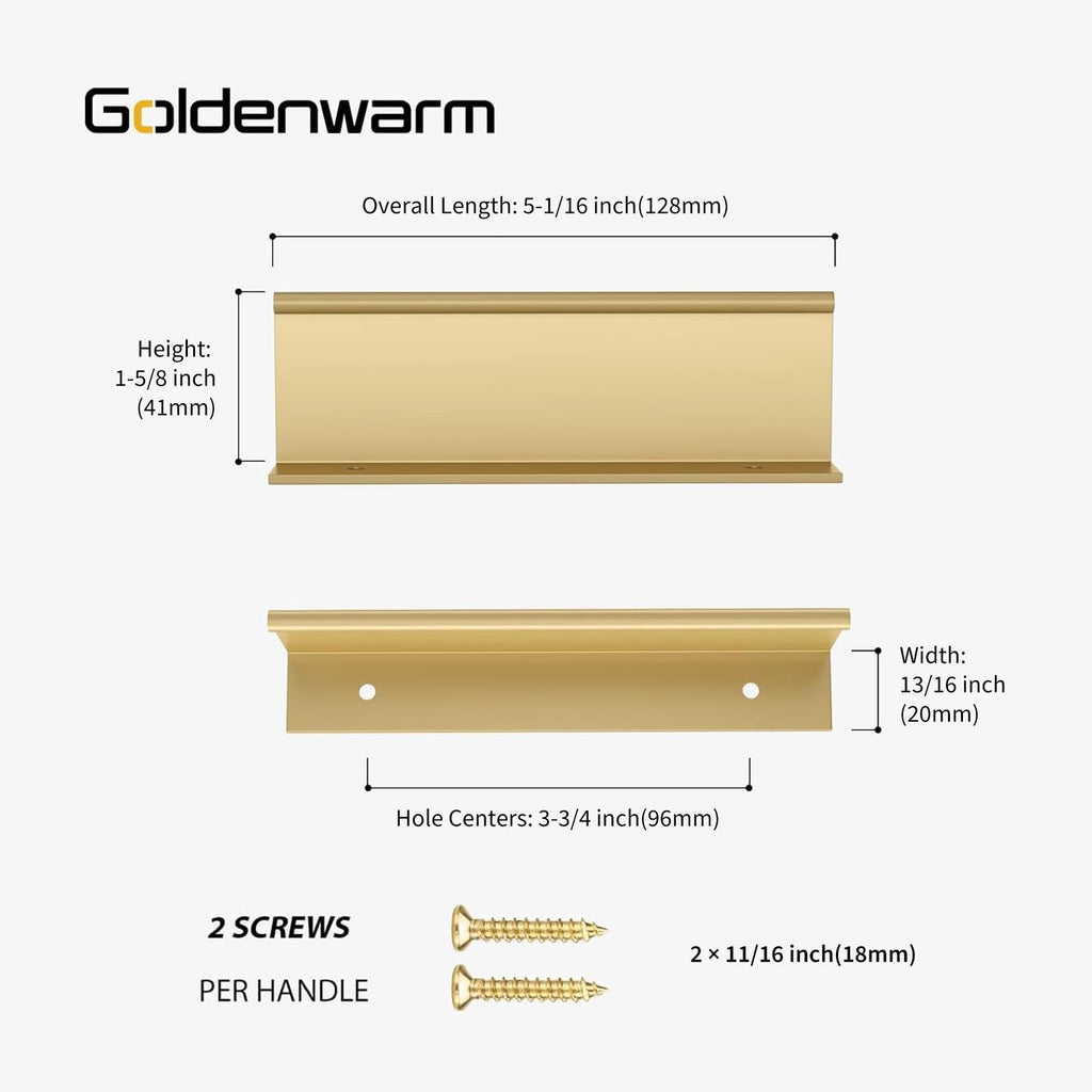 5 Pack 3-3/4in Finger Edge Pulls for Gold Drawer Pulls