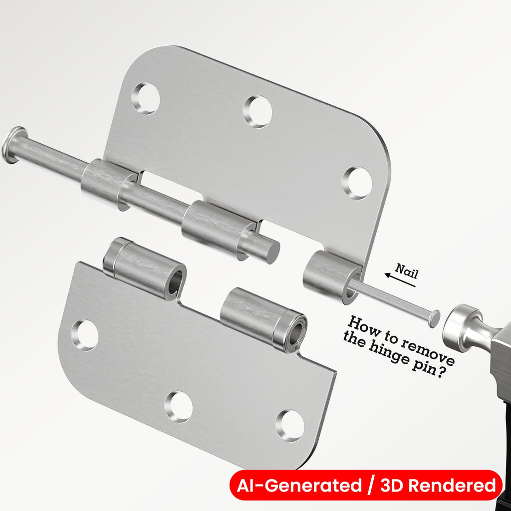 Rounded Brushed Nickel Door Hinges 3.5 Inch 5/8" Lasting Mute