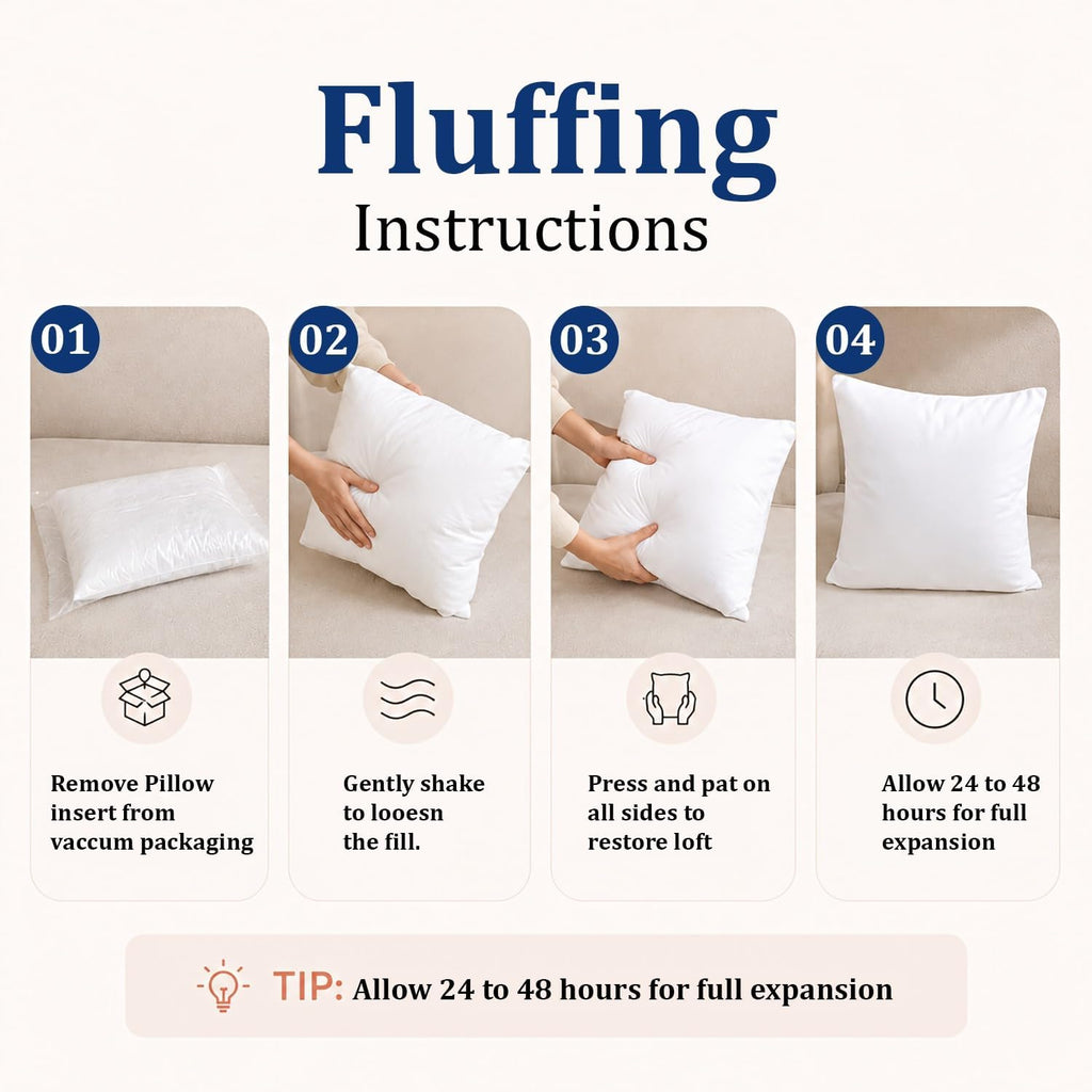 White Throw Pillow Insert - 20 x 20 Inch Down Alternative Pillows for Bed, Sofa and Couch - Fluffy - Set of 4