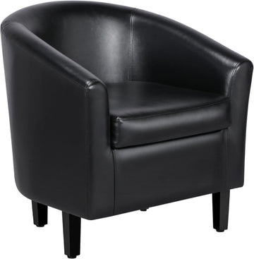 Accent Chairs, Faux Leather Barrel Armchairs, Black