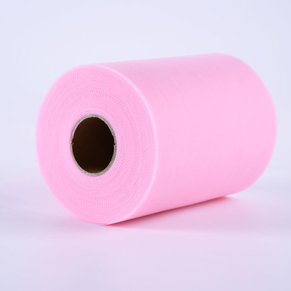 Pink Tulle Fabric Rolls 6 Inch by 100 Yards (300 feet) Tulle Roll for DIY Tutu Skirt Baby Shower Valentine's Day
