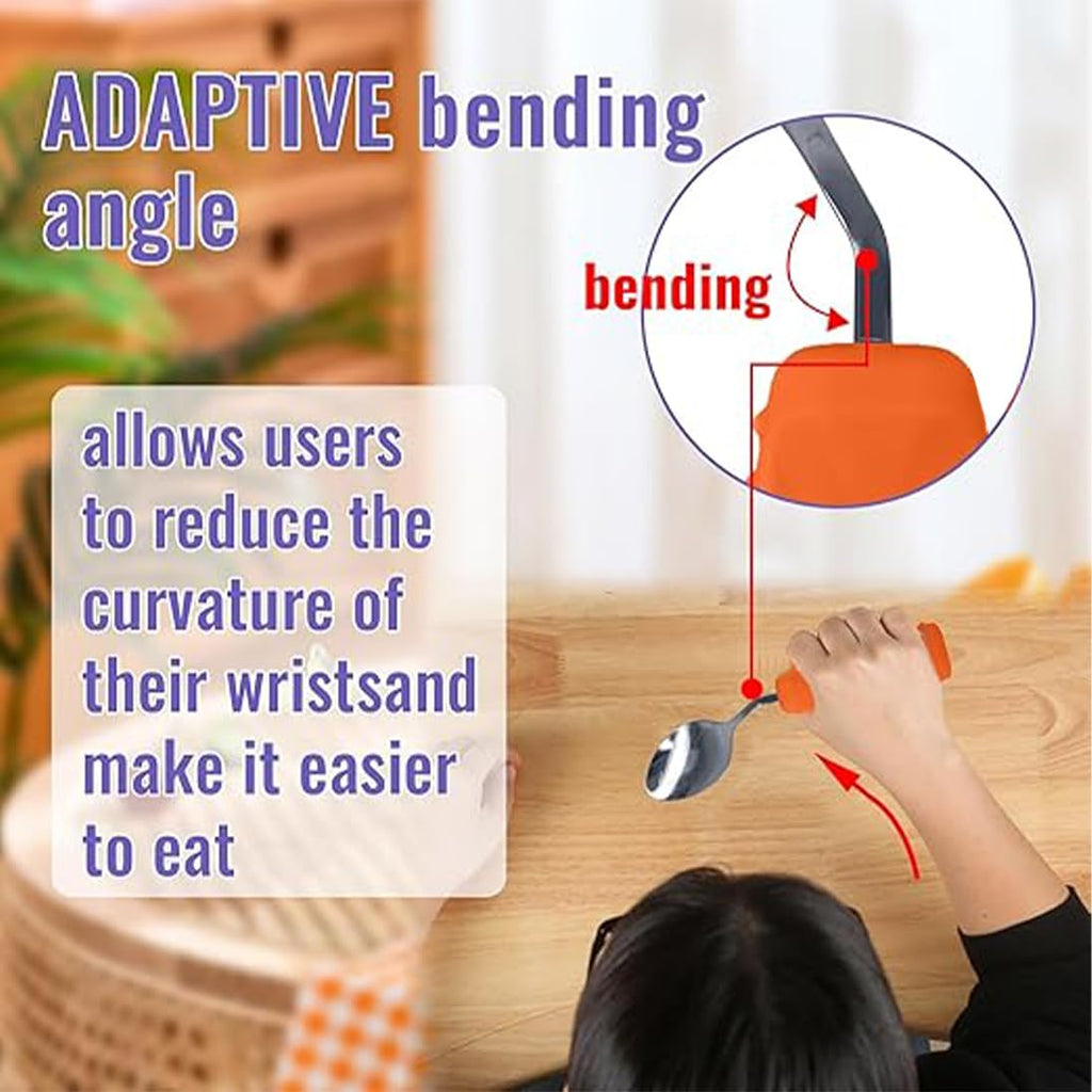 Adaptive Utensils, Weighted Angled Silverware, Parkinsons Aids, Angled Silverware Spoon and Fork Set for Elderly