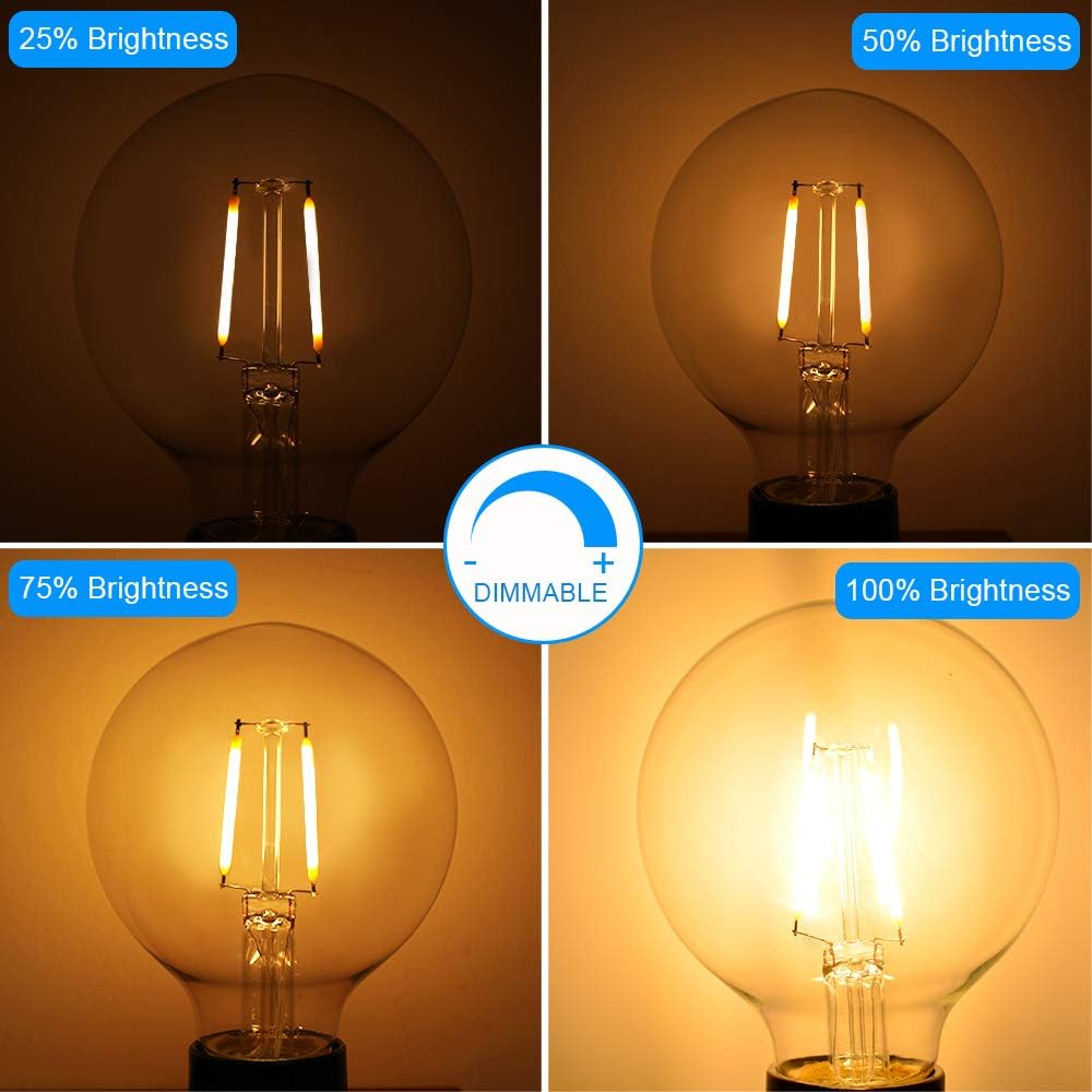 Energetic 12-Pack 4W Dimmable Globe LED Light Bulb, G25 Vintage Light Bulb, 40W Equivalent, 350Lumens, 2700K Soft