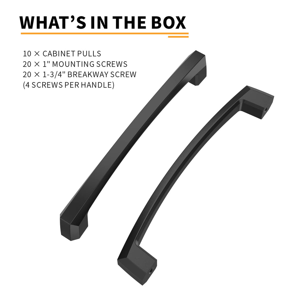 10 Pack 7 Inch Matte Black Cabinet Pulls Kitchen Cabinet Handles Kitchen Handles for Cabinets Cupboard Handles Black