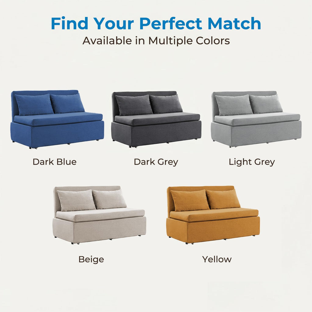 Queen Size Sofa Bed, Linen Pull Out Sleeper Couch Beds, 62" W 2-in-1 Modern Convertible Sofa, Pull Out Sleeper Sofa