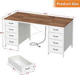 50 Inch Computer Desk with 8 Drawers, Home Office Desk with Power Outlets