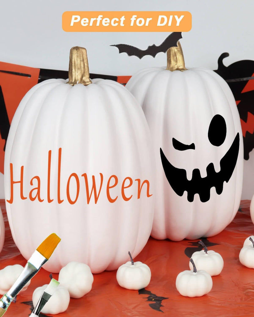 8 Inch White Artificial Pumpkins, 4 Pack Foam Pumpkins for Fall Decor