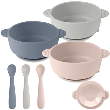 3 Pack Baby Bowls with Suction and Baby Spoons, BPA Free