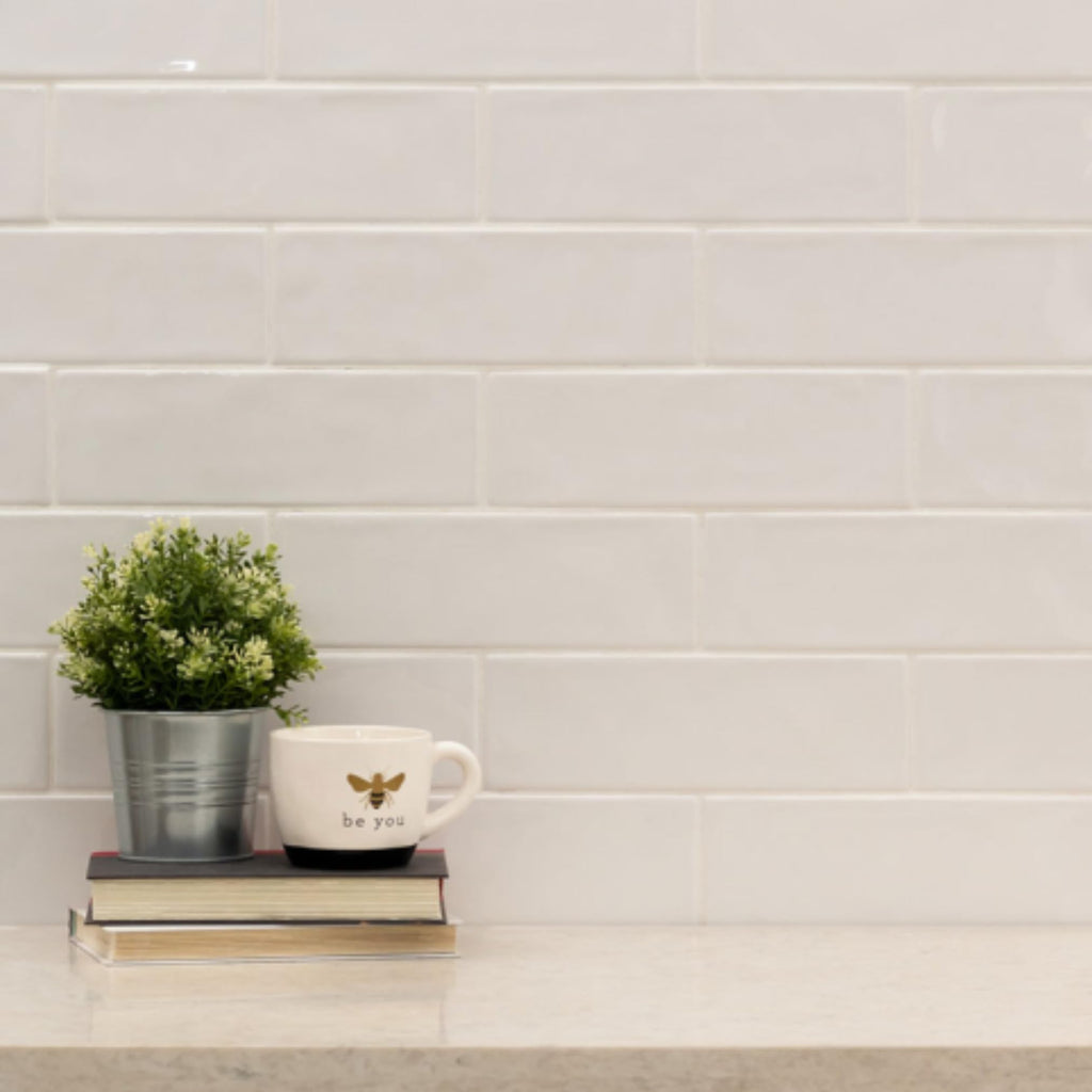White Glossy Ceramic 4x12 Subway Wall Tile, 1 Piece