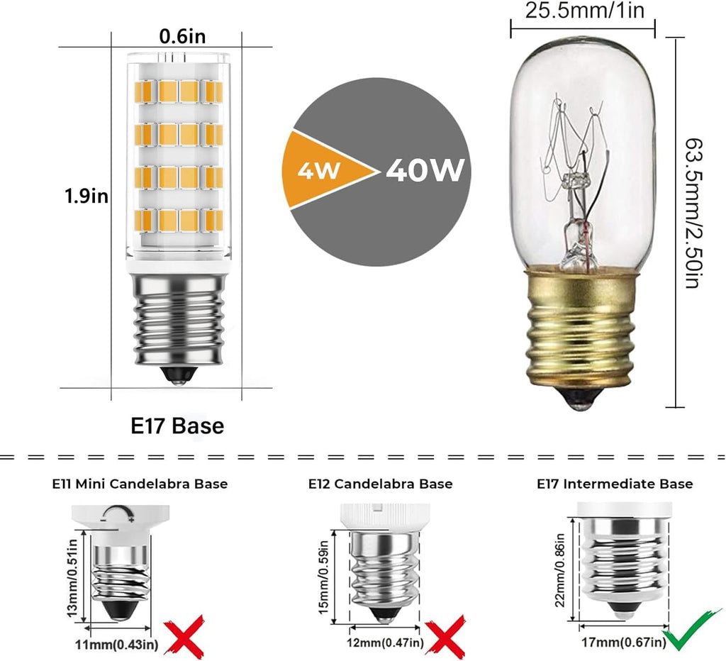 Microwave Light Bulbs E17 led 5w 297048600 241552802 Refrigerator Light Bulb KEI D28A KEL2811 LED Bulb