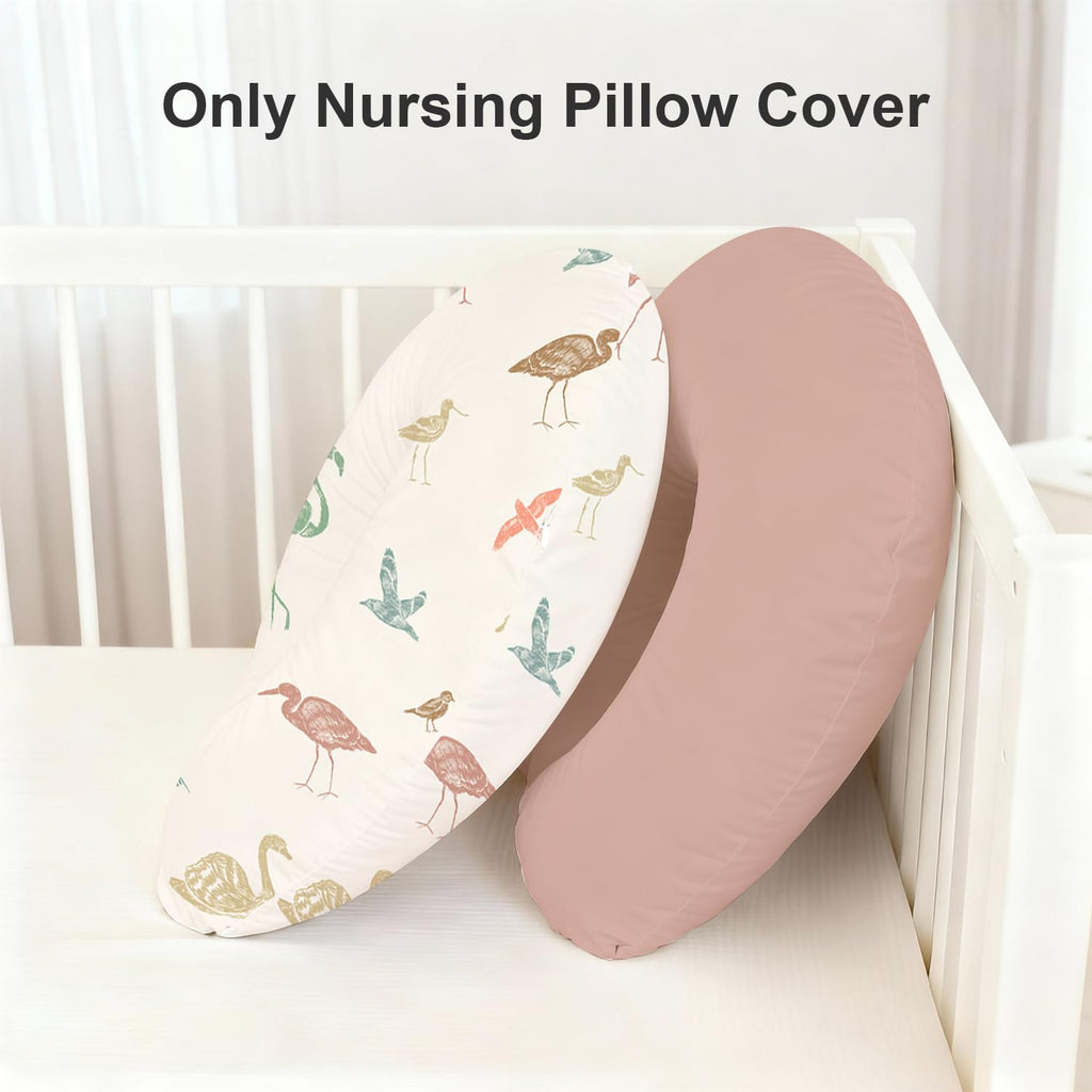 Nursing Pillow Covers 2 Pack, Soft & Breathable Removable Breastfeeding Pillows Covers for Feeding Pillows, Nursing