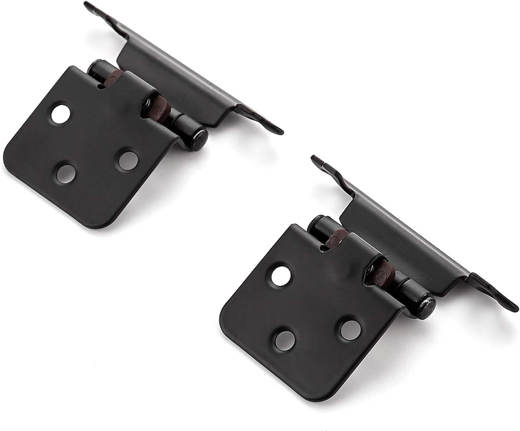 60 Pack (30 Pairs) 1/2" Overlay (Variable) Cabinet Hinges, Self-Closing Semi-Concealed Face Mount, Matte Black