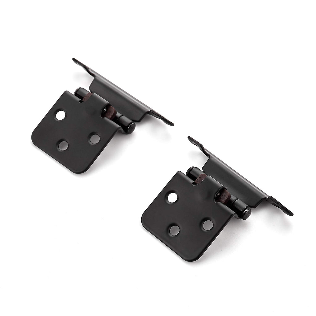 Matte Black Cabinet Hinges, 1/2 Inch Overlay, 4 Pack (2 Pairs)