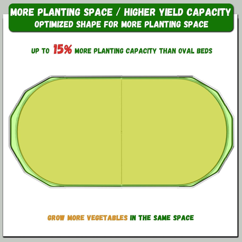 Raised Garden Bed Outdoor Upgrade Oval, 2 Pack Tall 8x4FT Galvanized Steel Raised Beds for Gardening, Above Ground