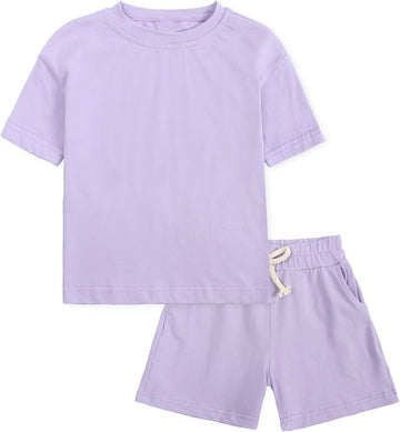 Toddler Boy Summer Outfits Tracksuit Solid piece Short Sleeve T-shirt & Shorts Clothes Set
